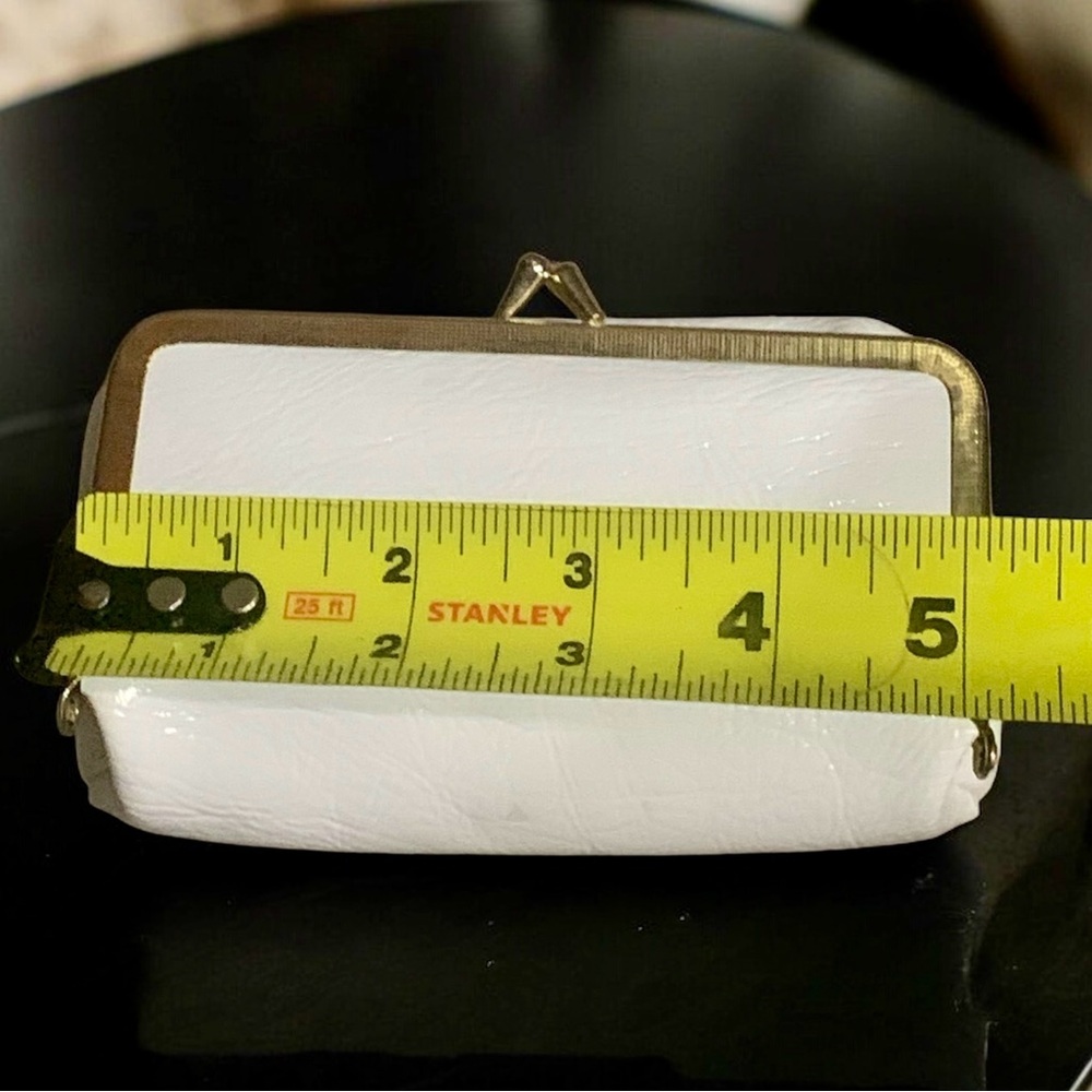 Vintage Made in Hong Kong White Clutch w/ Metal Gold Tone Trim - Picture 6 of 12